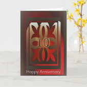 従業員記念日カード10年赤と金ゴールド カード (黄色い花)