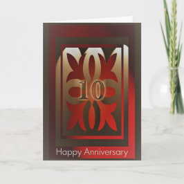 従業員記念日カード10年赤と金ゴールド カード