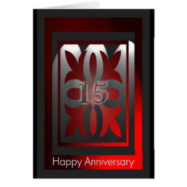 従業員記念日カード15年赤黒