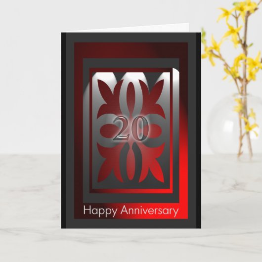 従業員記念日カード20年赤と黒 カード (黄色い花)