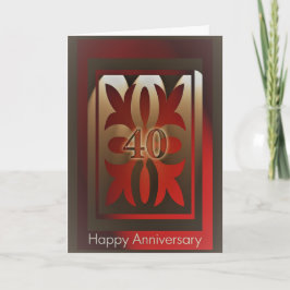 従業員記念日カード40年赤と金ゴールド カード