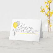 従業員記念日フォントDuoとバルーンCa カード (黄色い花)