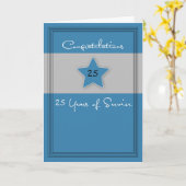 従業員記念日ブルーとグレー、25年 カード (黄色い花)