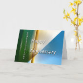 従業員記念日ブルーとベージュ カード (黄色い花)