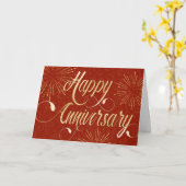 従業員記念日渦巻形の文字スターのバースト赤 カード (黄色い花)