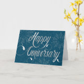 従業員記念日渦巻形の文字スターバースト青 カード (黄色い花)