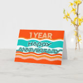 従業員記念日1年の波カラフル数 カード (黄色い花)