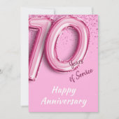 従業員記念日10年ピンクバルーンカード 招待状 (正面)