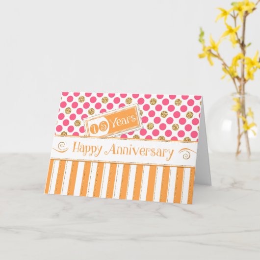 従業員記念日15年オレンジピンク カード (黄色い花)