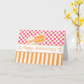 従業員記念日20年オレンジピンク カード (黄色い花)