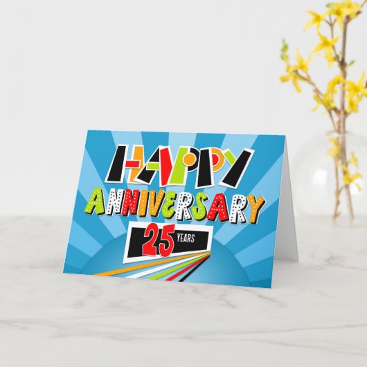 従業員記念日25年明るいはっきりしたおもしろい カード (黄色い花)