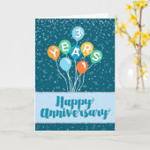 従業員記念日3年 – バルーン紙吹雪 カード (黄色い花)