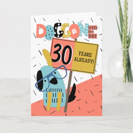 従業員記念日30年漫画犬 カード (正面)