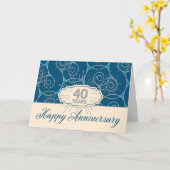 従業員記念日40年-青の渦巻 カード (黄色い花)