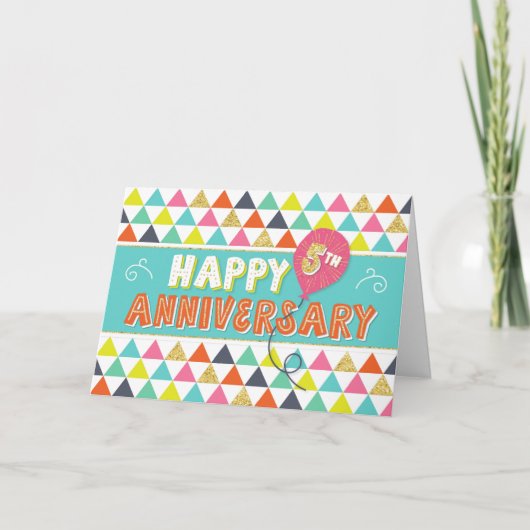 従業員記念日5年 – パターカラフルン カード (正面)