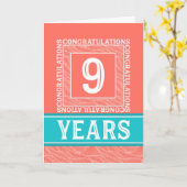 従業員記念日9年 – 装飾的 カード (黄色い花)