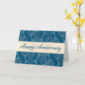 従業員記念日 – 青い渦巻き カード (黄色い花)