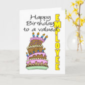 従業員誕生日カード – お誕生日ケーキ値Empl カード (黄色い花)