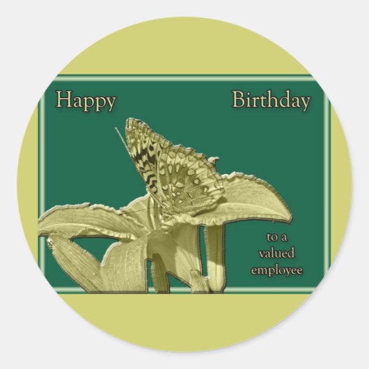 従業員誕生日バタフライステッカー ラウンドシール (正面)