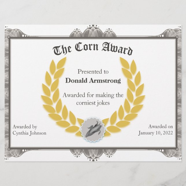 従業員賞おもしろい – コーン (正面)