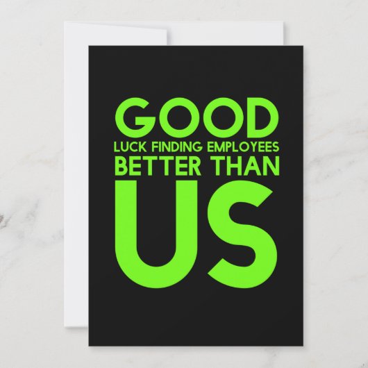 従業員離れまたは~への仕事の贈り物おもしろいで解雇される サンキューカード (正面)