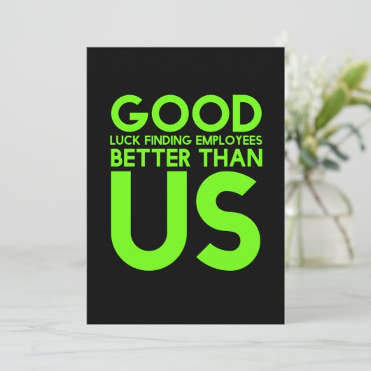 従業員離れまたは~への仕事の贈り物おもしろいで解雇される サンキューカード (スタンド正面)