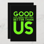 従業員離れまたは~への仕事の贈り物おもしろいで解雇される サンキューカード (正面/裏面)