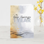 従業員1周年記芸術的念インク抽象芸術 カード (黄色い花)