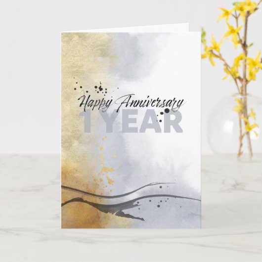 従業員1周年記芸術的念インク抽象芸術 カード (黄色い花)