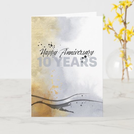 従業員10周年記念インク芸術的抽象芸術 カード (黄色い花)