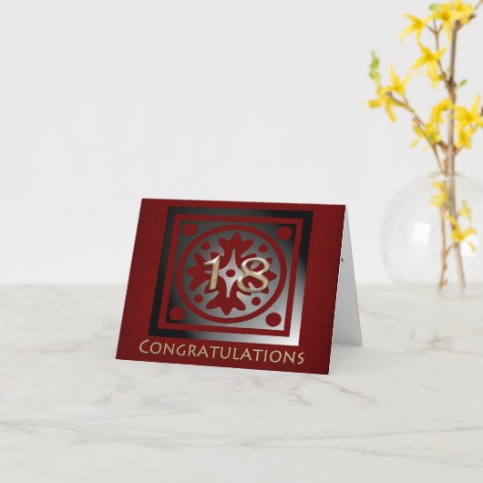 従業員18年記念エレガント金レッド カード (黄色い花)