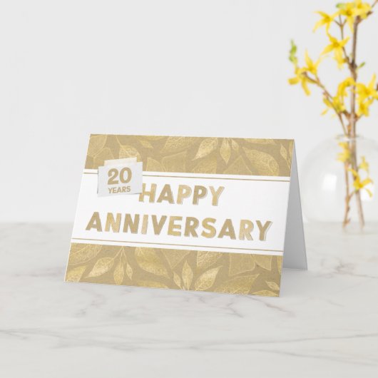 従業員20周年記念ニュートラルおよび金ゴールドカラー カード (黄色い花)