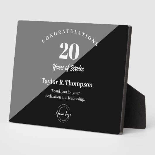 従業員20年の勤続年数のカスタムロゴ フォトプラーク (側面)