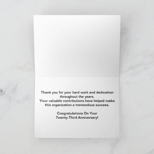 従業員23周年記念ゴールデンエレガントド カード (内部)