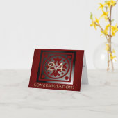 従業員24年記念エレガント金レッド カード (黄色い花)