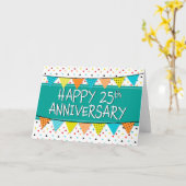 従業員25周年記念カラフル三角形カード カード (黄色い花)