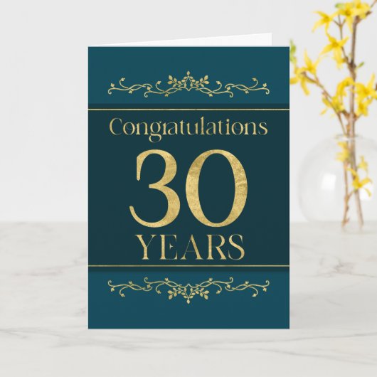 従業員30周年スタイリッシュフォーマルエレガント日 カード (黄色い花)