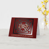 従業員39年記念エレガント金レッド カード (黄色い花)