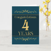 従業員4周年スタイリッシュフォーマルエレガント日 カード (黄色い花)