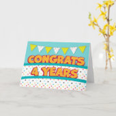 従業員4周年記念おもしろいブライトバンティングカード カード (黄色い花)