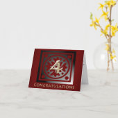 従業員4年記念エレガント金レッド カード (黄色い花)