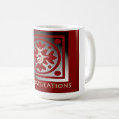 従業員5周年記念エレガント金レッド コーヒーマグカップ (正面右)