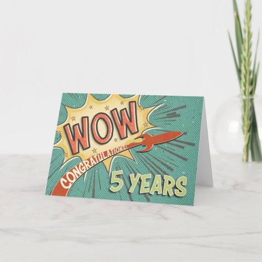 従業員5周年記念ヴィンテージ漫画帳スタイル カード (正面)