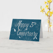 従業員5周年記念 – 渦巻形の文字 – 青 カード (黄色い花)