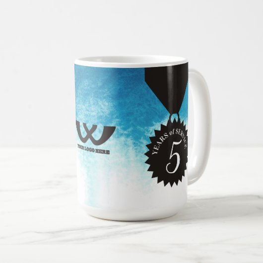 従業員5年間のマイルストーン記念日マグ コーヒーマグカップ (正面右)