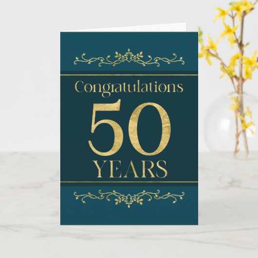 従業員50周年スタイリッシュエレガントフォーマル カード (黄色い花)