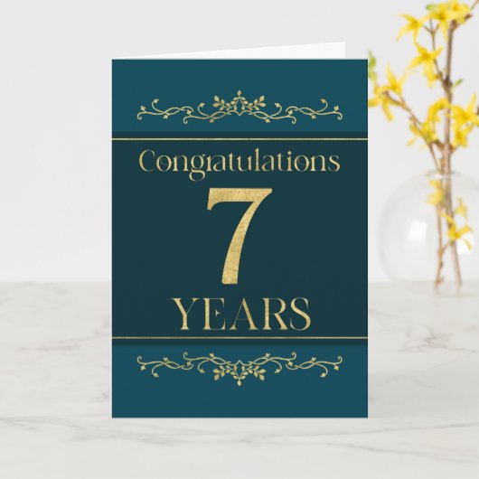従業員7周スタイリッシュ年エレガント度 カード (黄色い花)