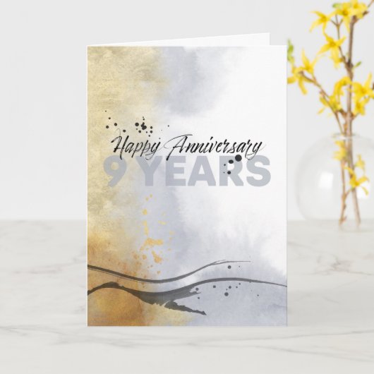 従業員9周年記念イン芸術的ク抽象芸術 カード (黄色い花)