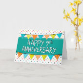 従業員9周年記念カラフル三角形カード カード (黄色い花)