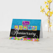 従業員9周年記念カラフル- カード (黄色い花)